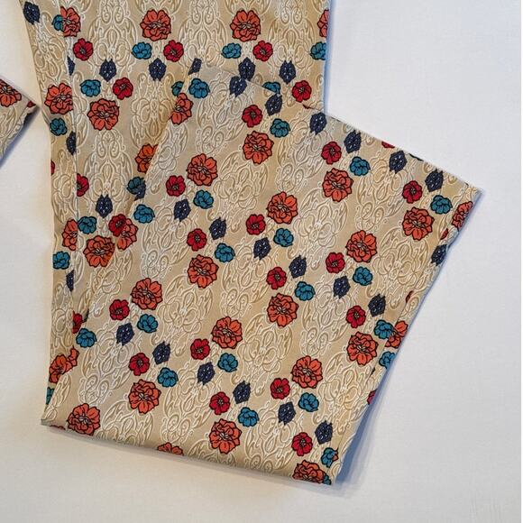 New Directions Womens Pants SZ 12 Beige Floral Brocade Mid Rise Stretch Trousers - Picture 4 of 11